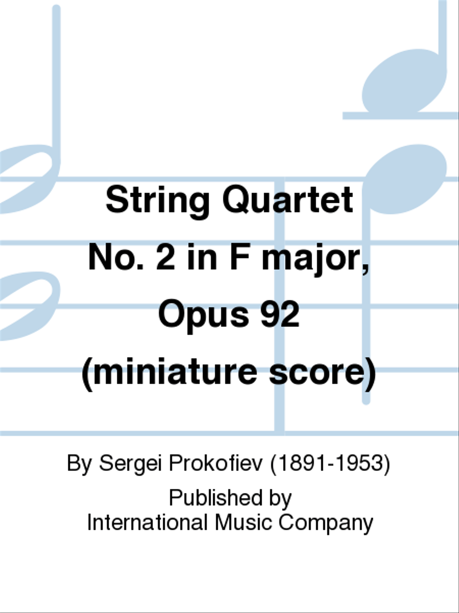 Miniature Score To Quartet No. 2 In F Major, Opus 92 String Quartet scores gallery preview page 1