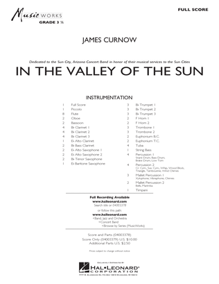 Book cover for In the Valley of the Sun - Conductor Score (Full Score)