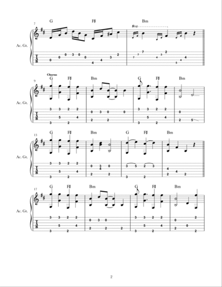 Spooky Scary Skeletons Classical Guitar scores gallery preview page 2