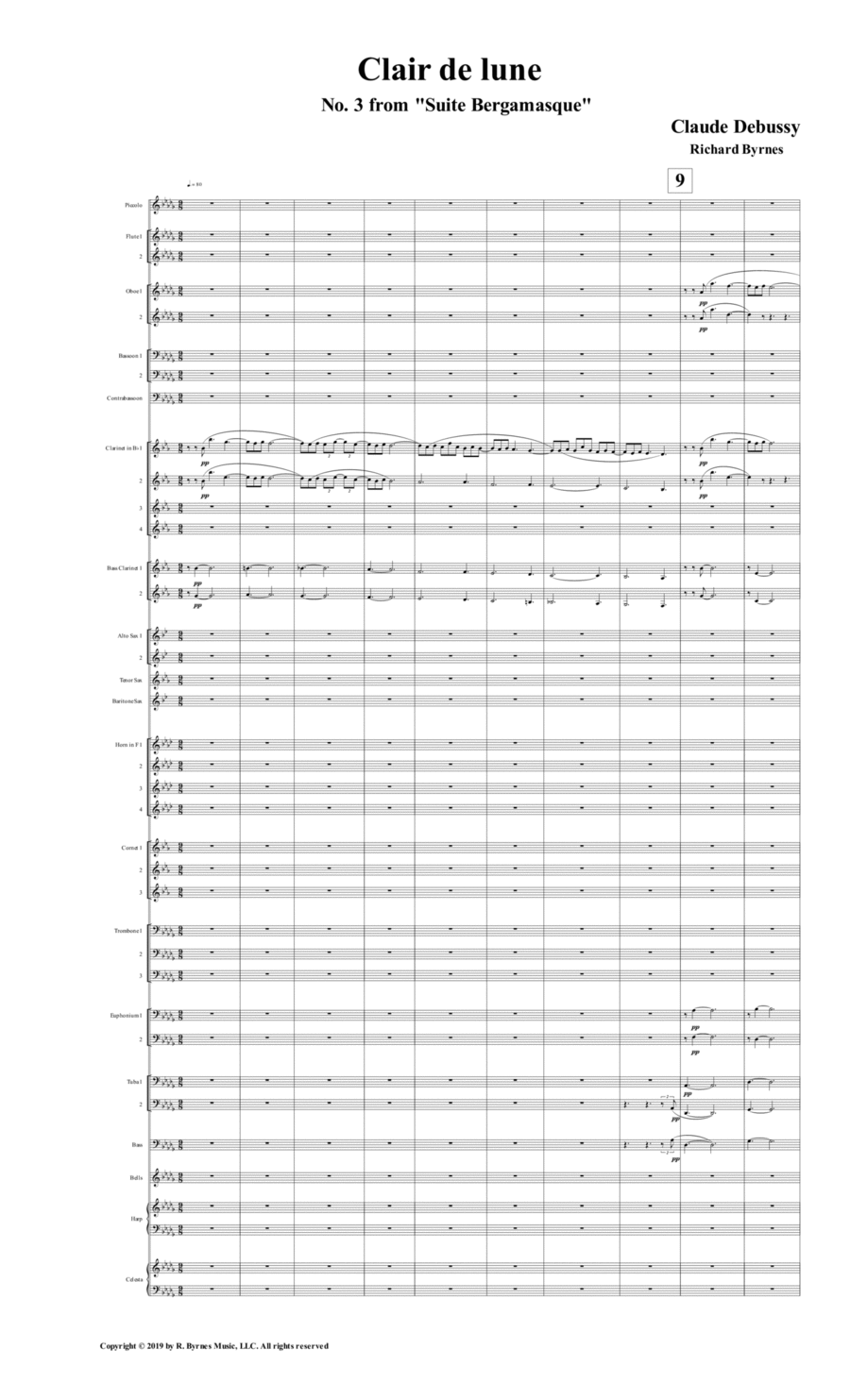 Suite Bergamasque, No. 3 Clair de lune (Symphonic Band) Concert Band scores gallery preview page 1