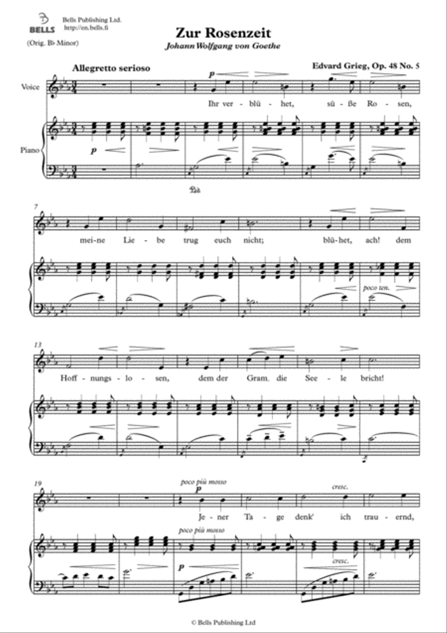 Zur Rosenzeit, Op. 48 No. 5 (C minor) Voice Solo scores gallery preview page 1