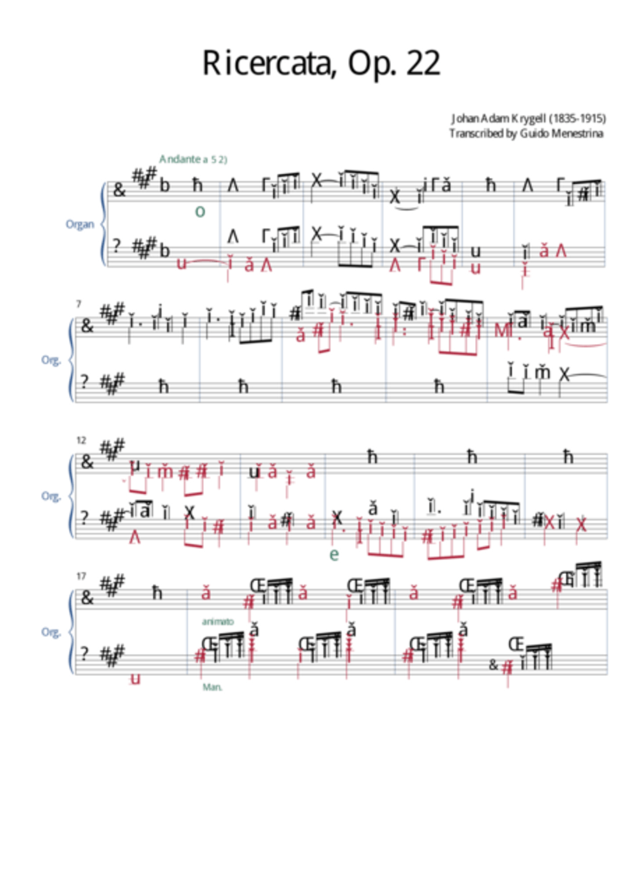 Johann Adam Krygell - Ricercata Organ Solo scores gallery preview page 2