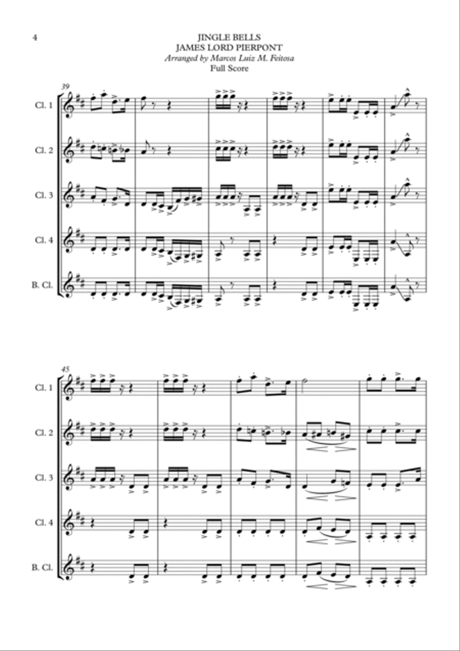 Christmas Song Collection (for Clarinet Quintet) - BOOK ONE Clarinet Quintet scores gallery preview page 6