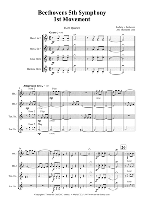 Book cover for Beethovens 5th Symphony - 1st Movement - Horn Quartet - Arrangement: Thomas H. Graf