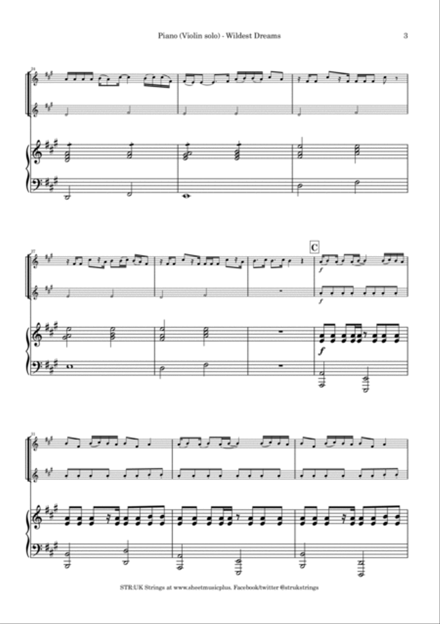 Wildest Dreams Violin Solo scores gallery preview page 4