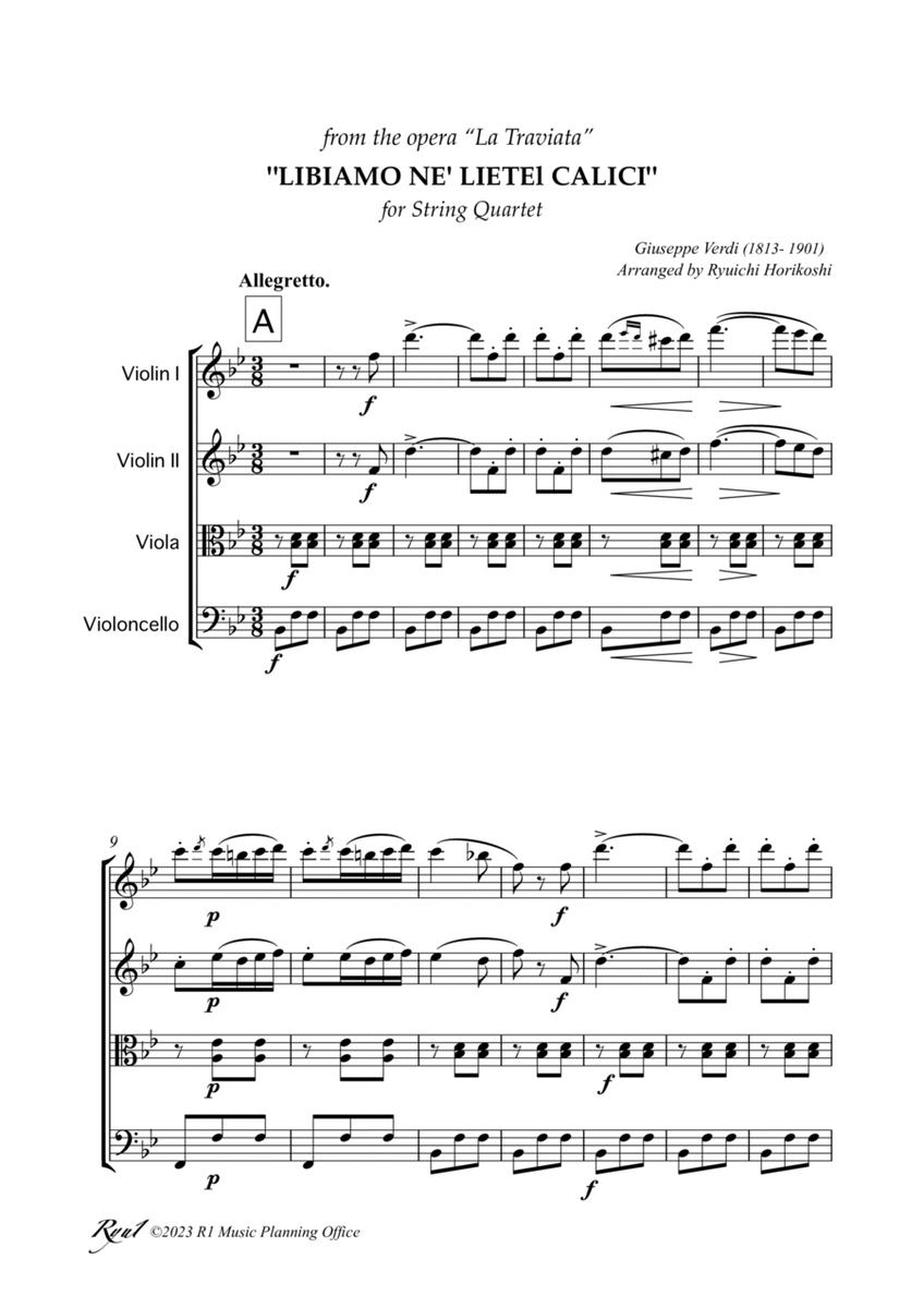 "Libiamo ne' lieti calici" for String Quartet+ image number null