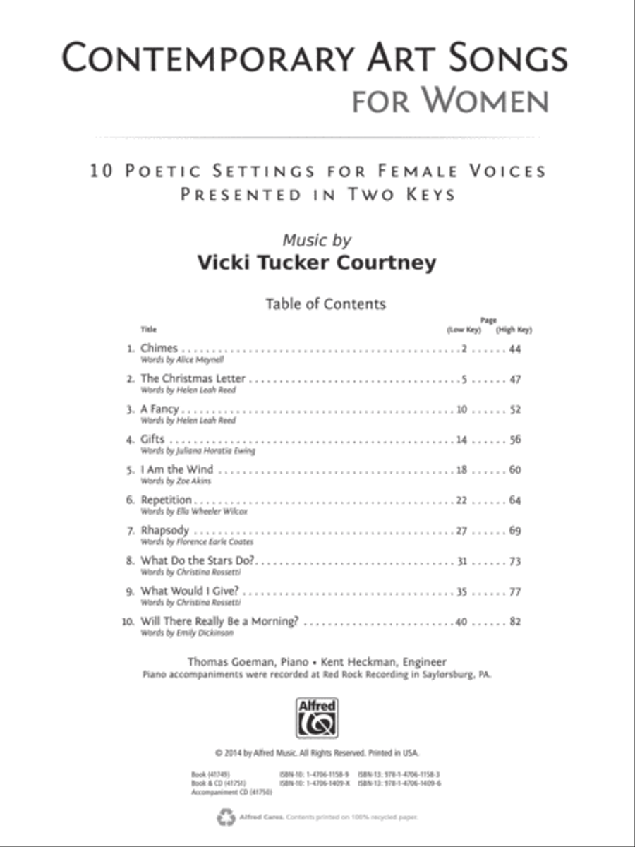 Contemporary Art Songs for Women Voice Solo scores gallery preview page 5