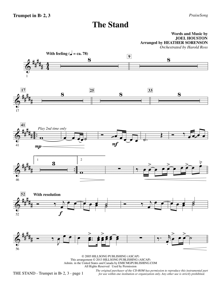 The Stand - Bb Trumpet 2,3 Choir scores gallery preview page 1