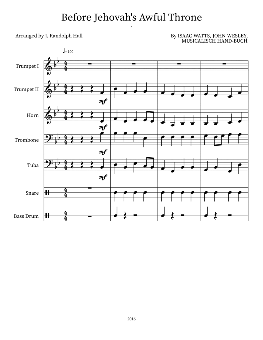 Before Jehovah's Awful Throne Small Ensemble scores gallery preview page 1