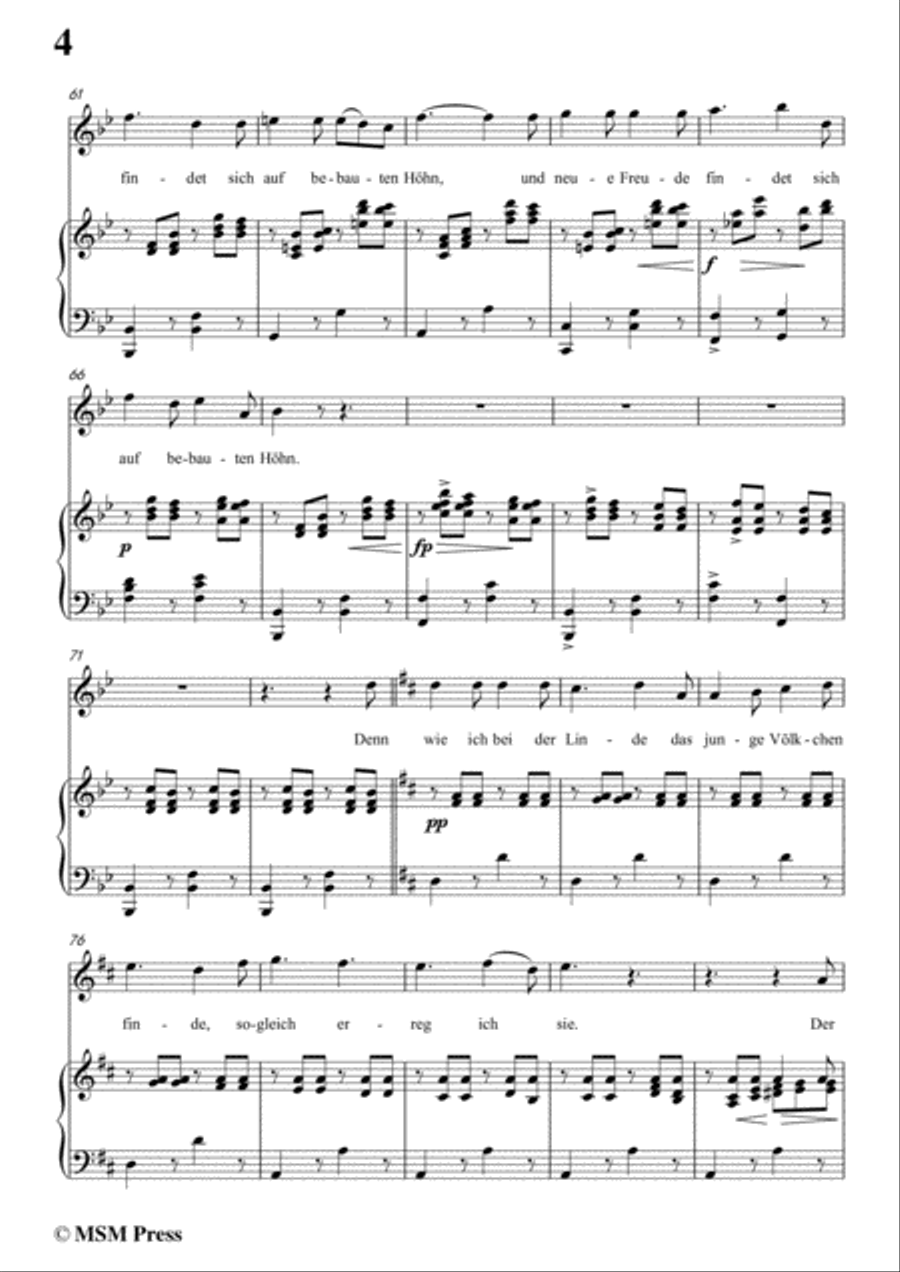 Schubert-Der Musensohn in B flat Major,for voice and piano Voice Solo scores gallery preview page 6
