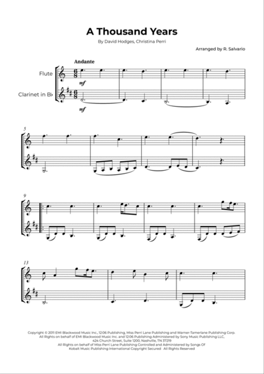 A Thousand Years A Thousand Years Woodwind Duet scores gallery preview page 2