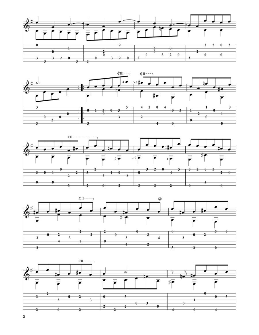Little Prelude No. 2 (BWV 934) Classical Guitar scores gallery preview page 2