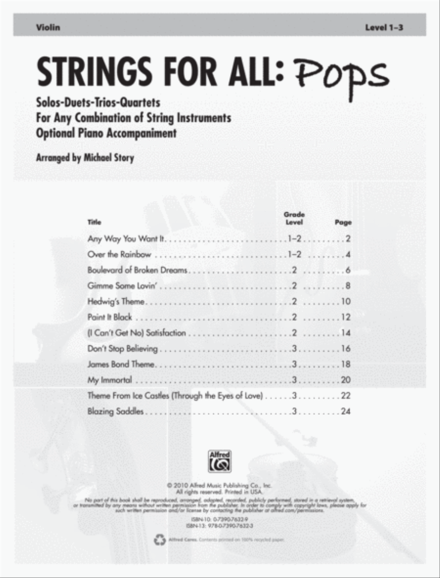 Strings for All -- Solo-Duet-Trio-Quartet with Optional Piano Accompaniment