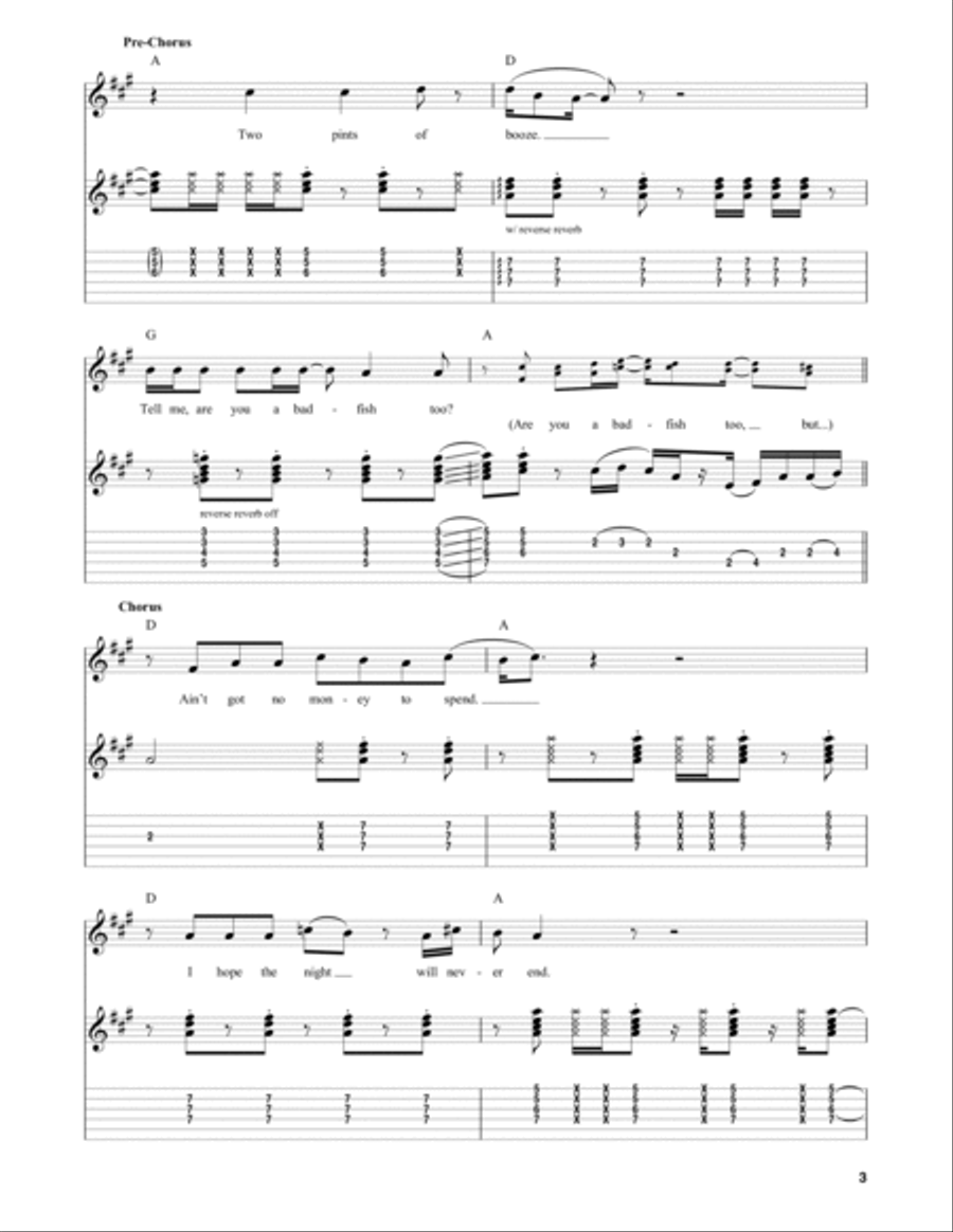 Badfish Guitar Tablature scores gallery preview page 3