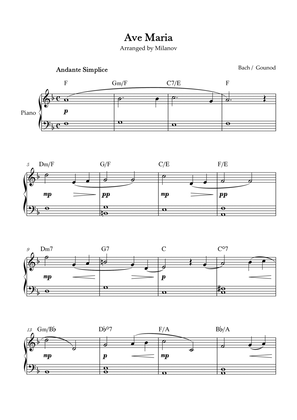 Ave Maria Bach Gounod in F Easy Beginner Piano Chord