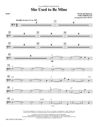 She Used To Be Mine (from Waitress the Musical) (arr. Mac Huff) - Bass