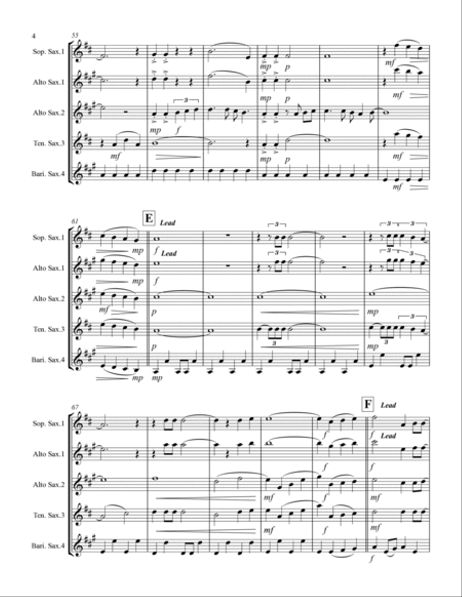 Sweet Caroline Woodwind Quartet scores gallery preview page 5