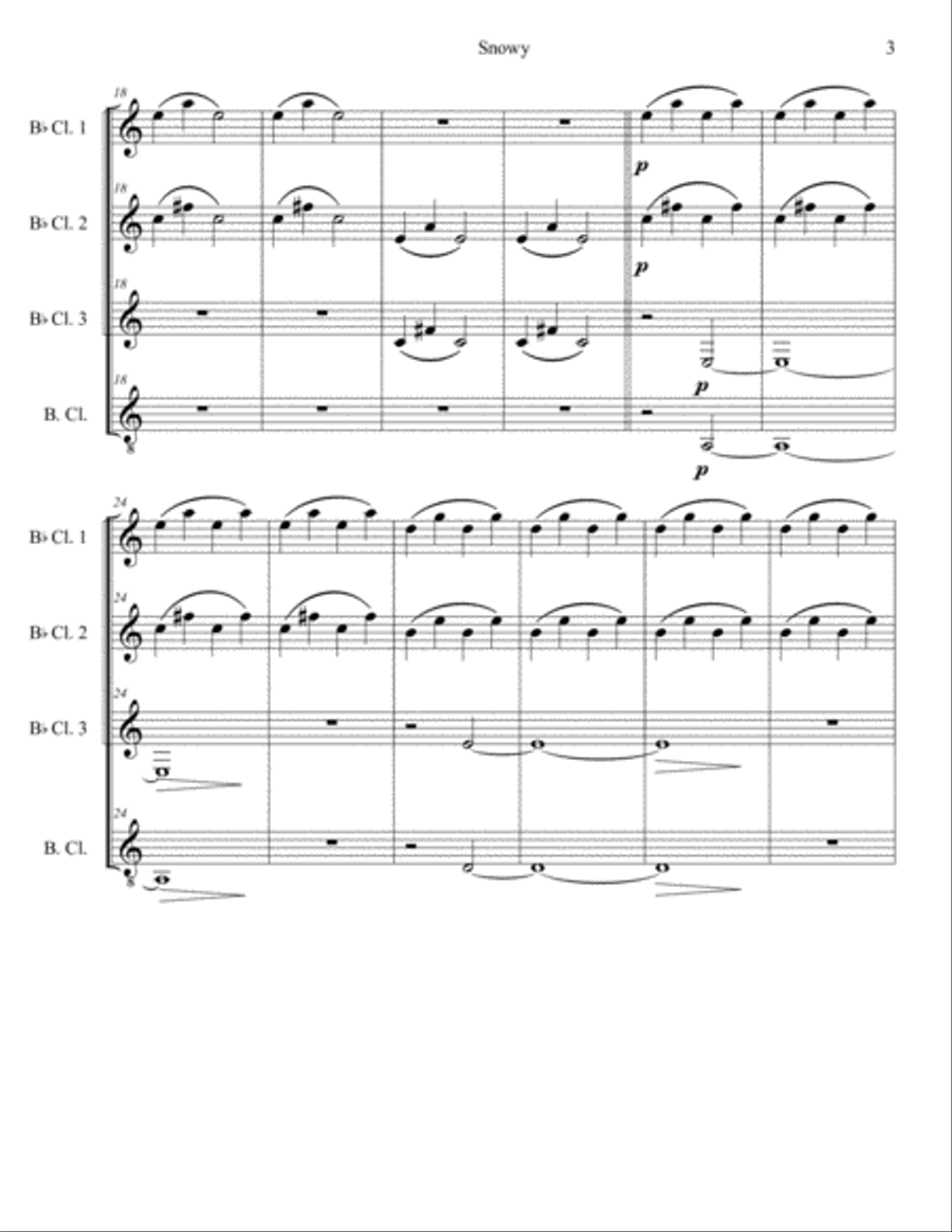 Snowy (from Undertale) Woodwind Quartet scores gallery preview page 3
