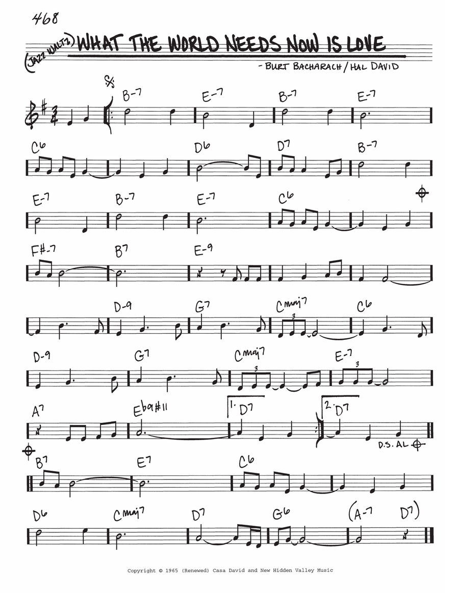 What The World Needs Now Is Love Piano scores gallery preview page 1