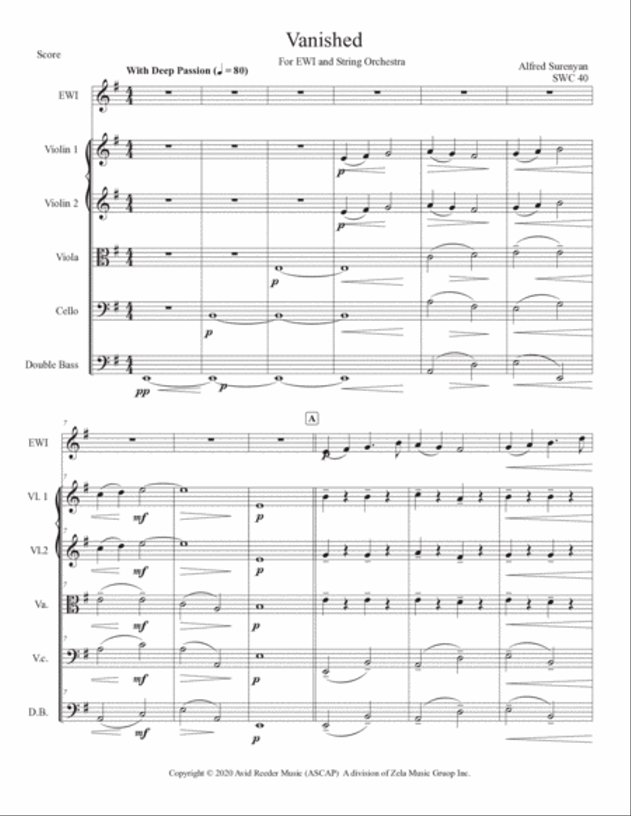 Vanished for EWI and String Orchestra: Alfred Surenyan String Orchestra scores gallery preview page 5