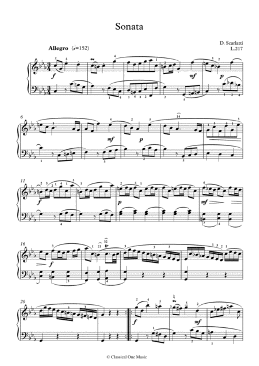 Scarlatti-Sonata in c-minor L.217 K.73(piano) Piano Solo scores gallery preview page 2