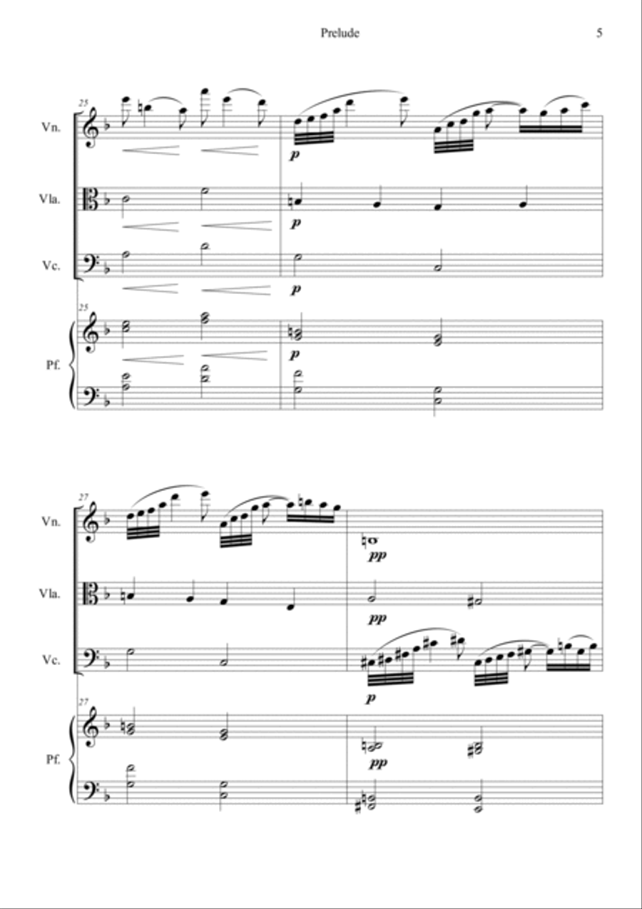 Prelude from Bergamasuqe Suite Piano Quartet scores gallery preview page 5
