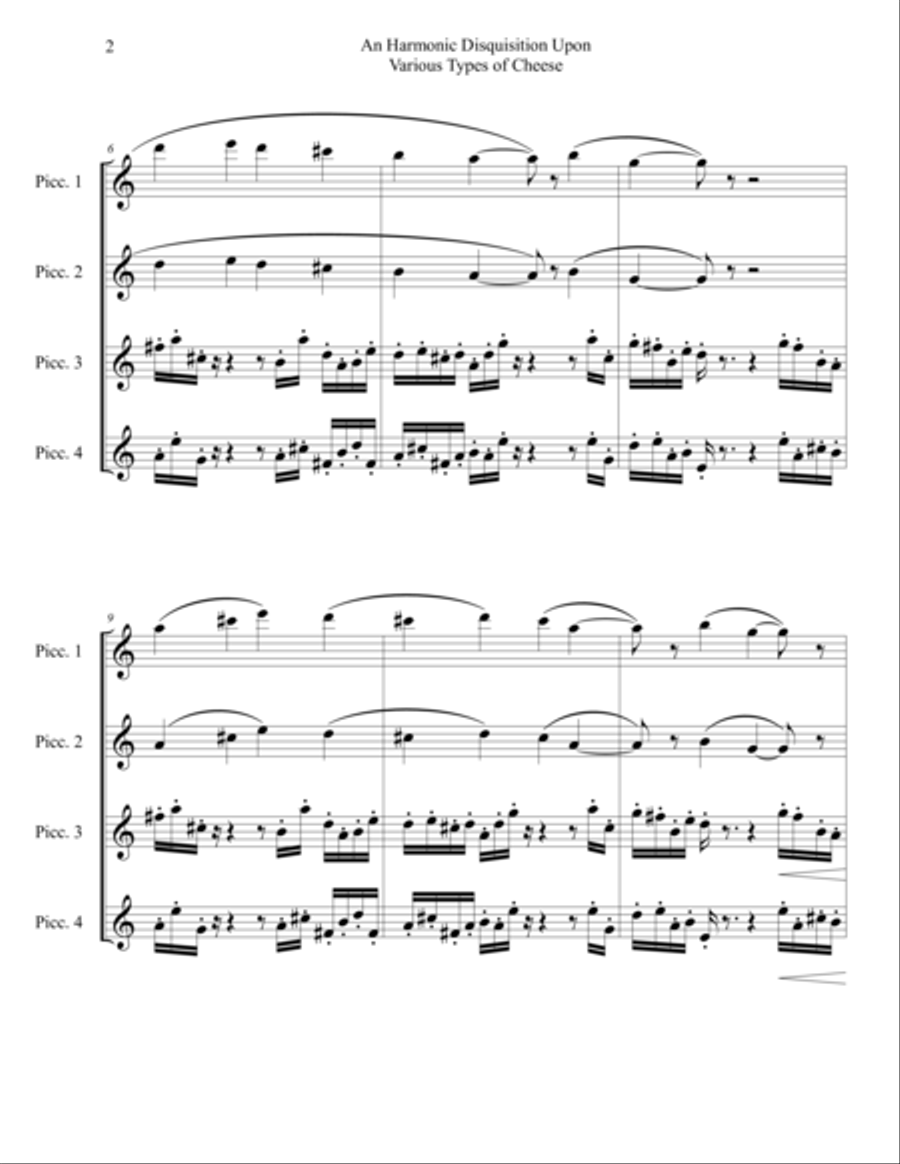 An Harmonic Disquisition Upon Various Types of Cheese Woodwind Quartet scores gallery preview page 6