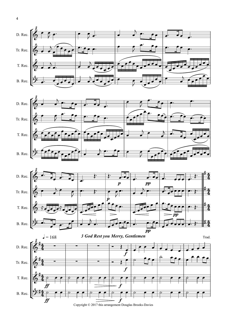 Christmas Carols for Recorder Quartet Recorder scores gallery preview page 4