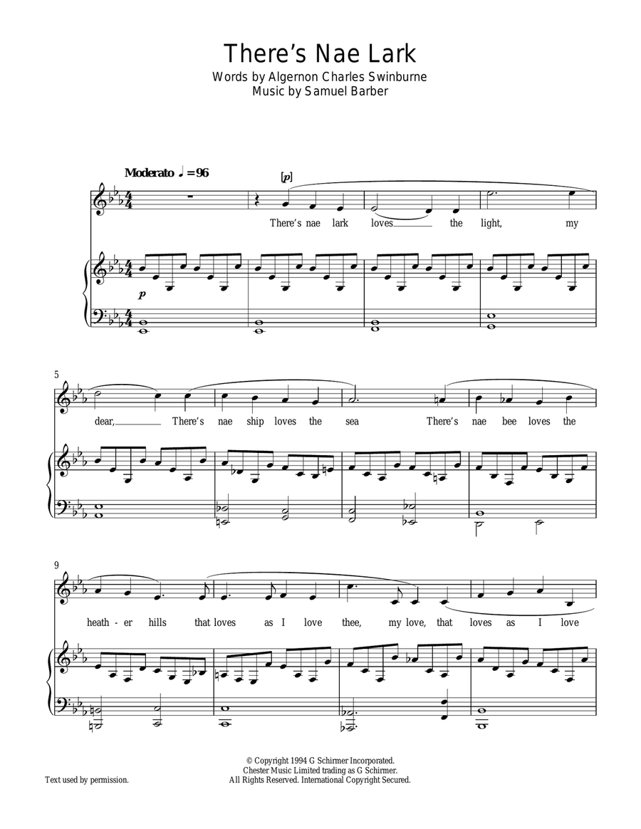 There's Nae Lark There's Nae Lark Piano, Vocal scores gallery preview page 1