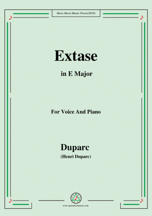 Book cover for Duparc-Extase in E Major,for Violin and Piano