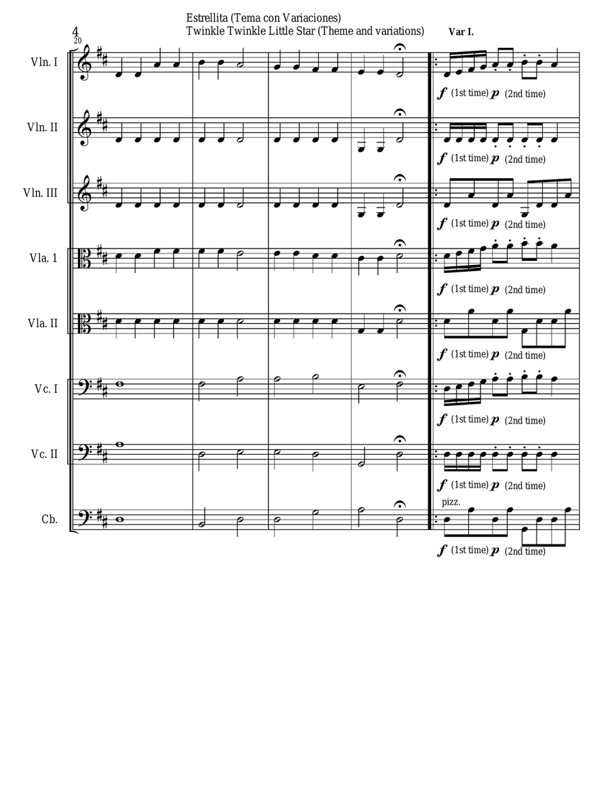 Twinkle Twinkle Little Star (Theme and Variations) For String Orchestra String Orchestra scores gallery preview page 4