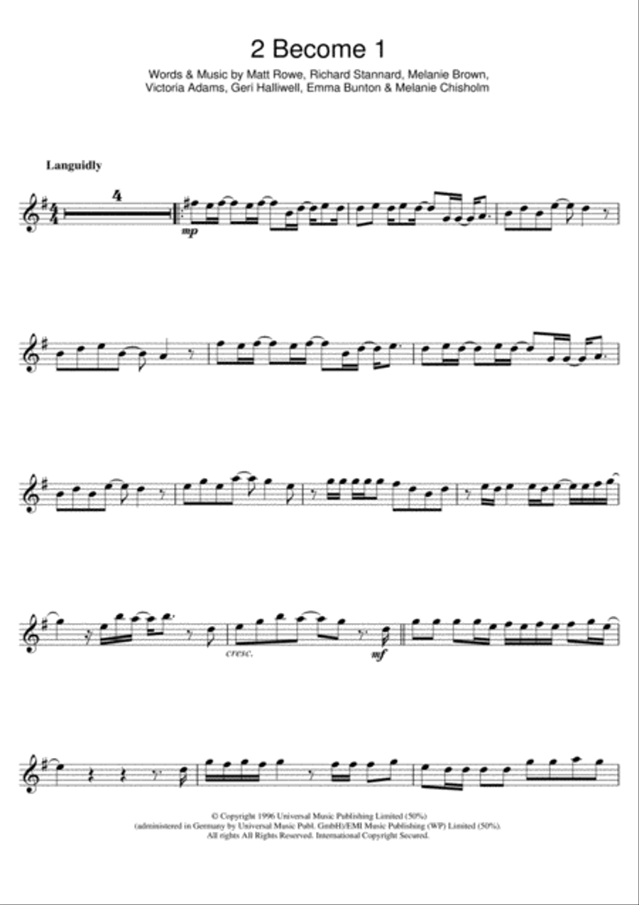 2 Become 1 Clarinet Solo scores gallery preview page 1