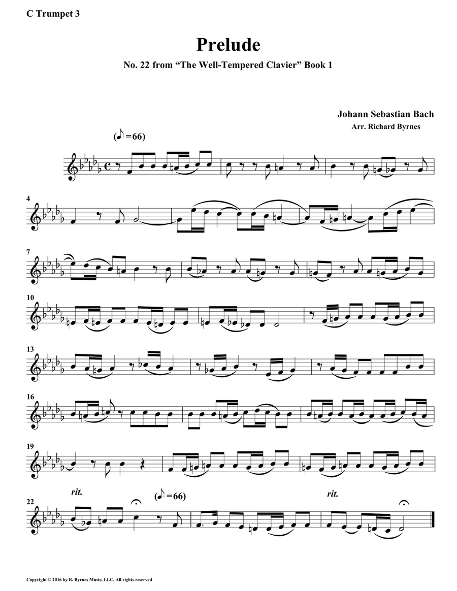Prelude 22 from Well-Tempered Clavier, Book 1 (Brass Octet) Horn scores gallery preview page 6