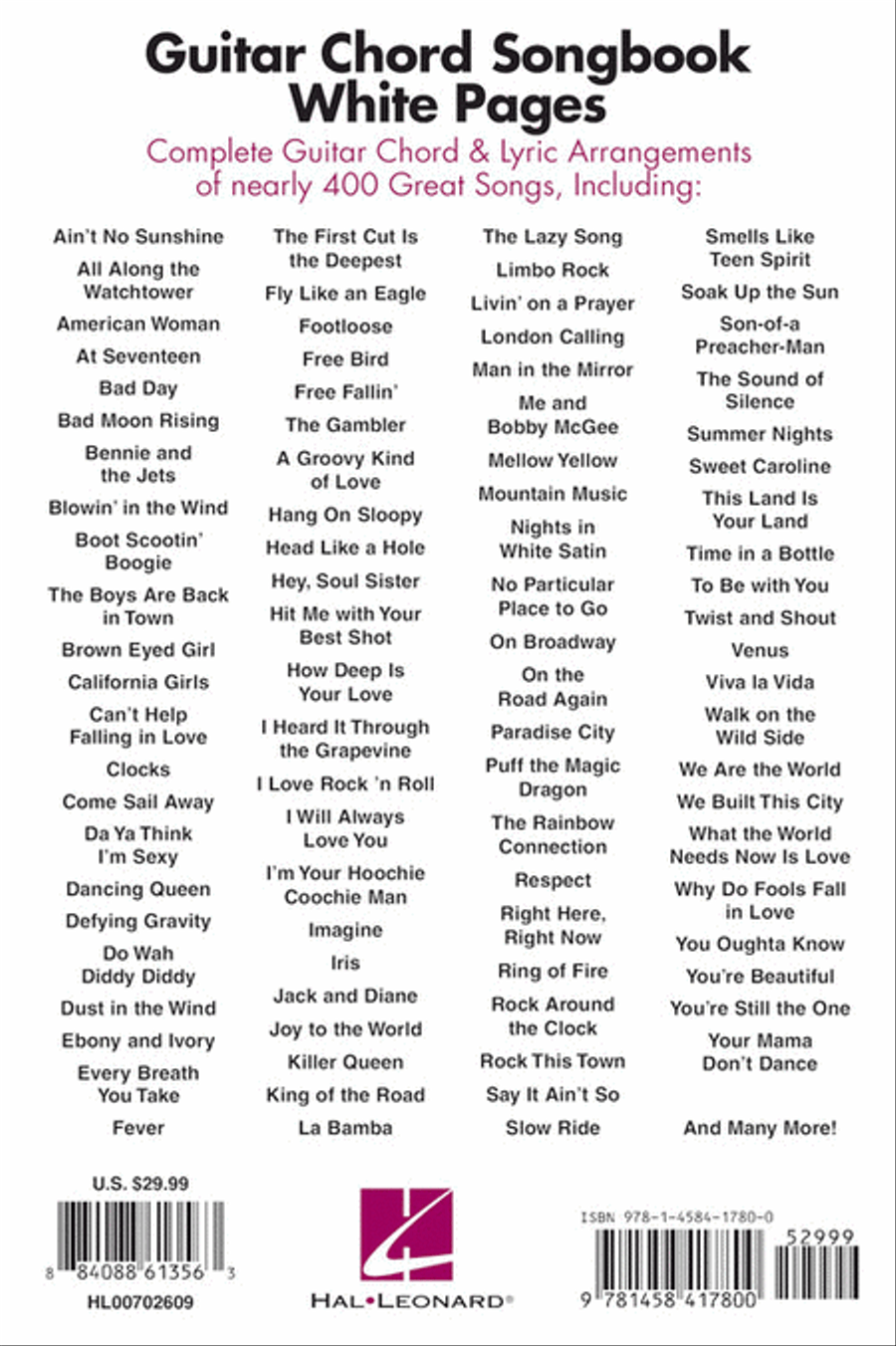 Guitar Chord Songbook White Pages Electric Guitar scores gallery preview page 6