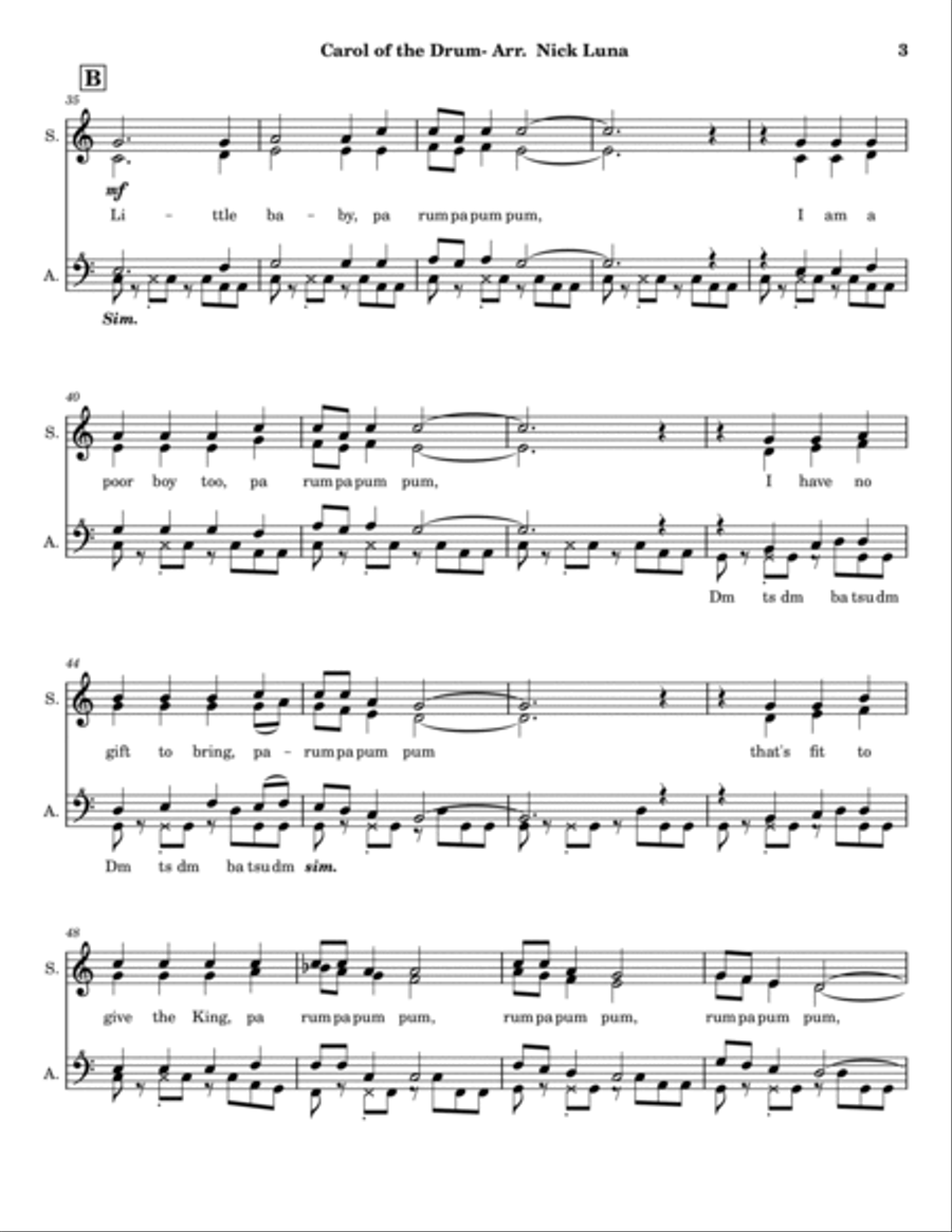 Carol Of The Drum Carol Of The Drum SSAA scores gallery preview page 3