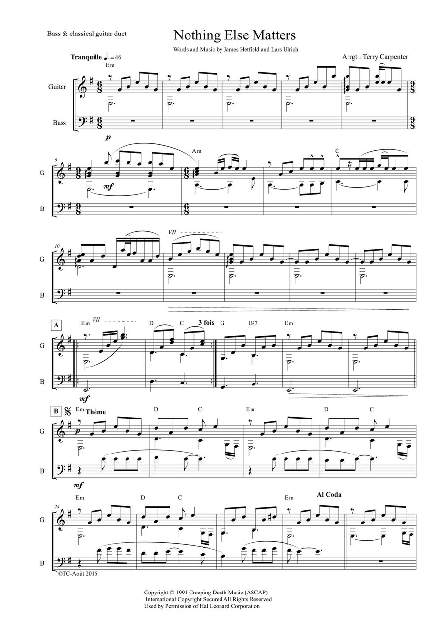 Nothing Else Matters String Duet scores gallery preview page 1