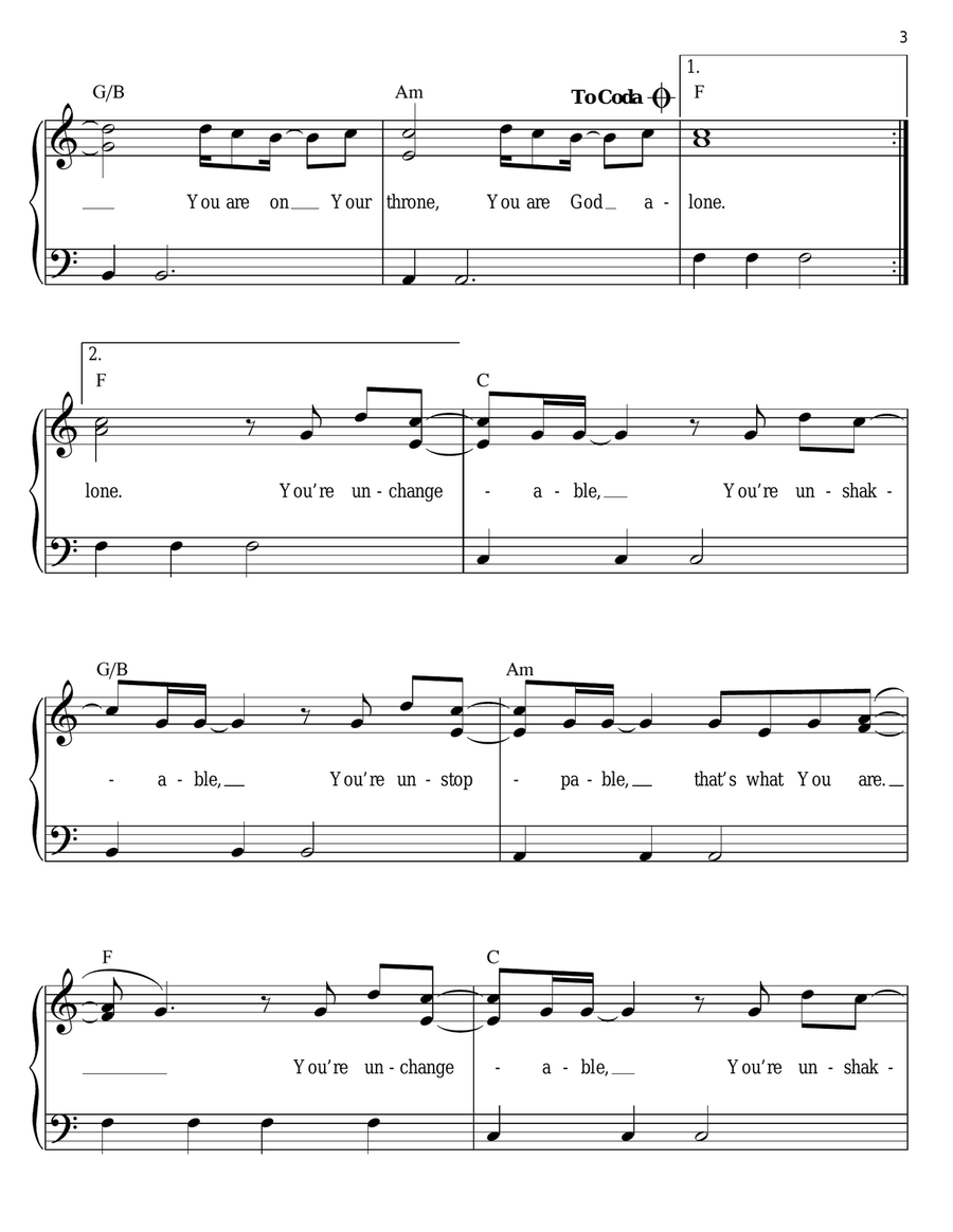 You Are God Alone (Not A God) Easy Piano scores gallery preview page 3