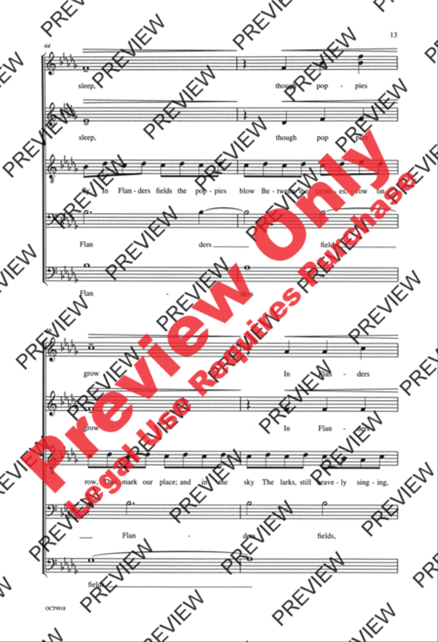 Flanders Fields 4-Part scores gallery preview page 13