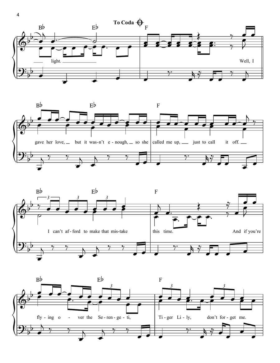 Anyone For You (Tiger Lily) Easy Piano scores gallery preview page 4