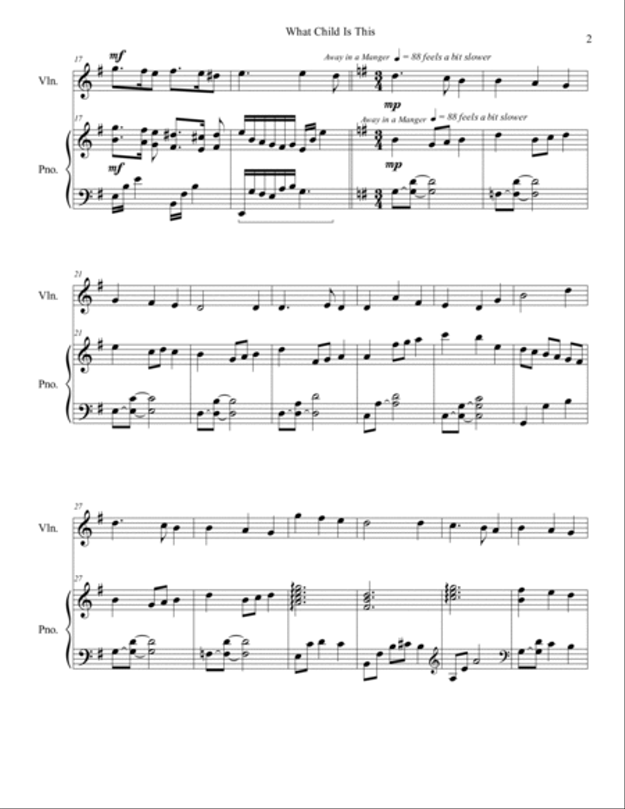 What Child is This? with Away in a Manger Score and Parts scores gallery preview page 2