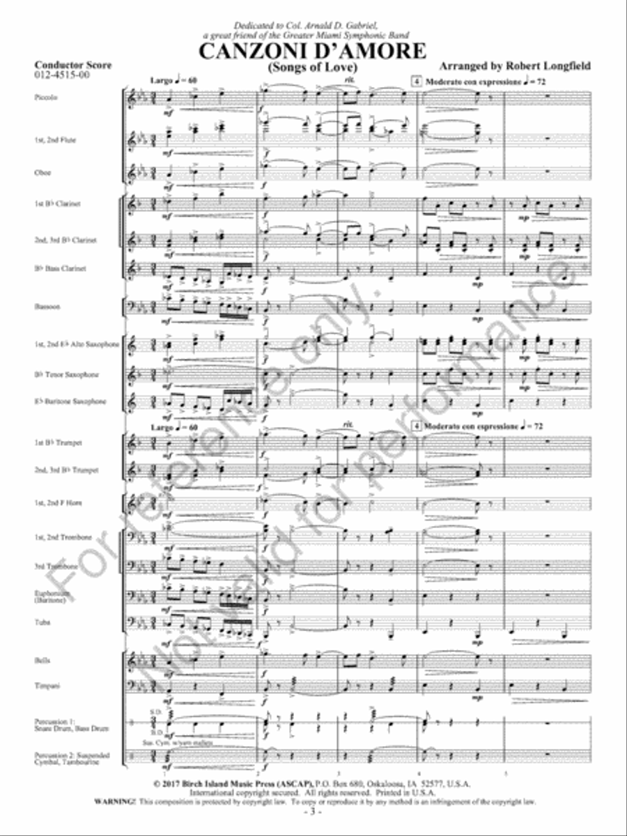 Canzoni D'Amore Concert Band scores gallery preview page 4