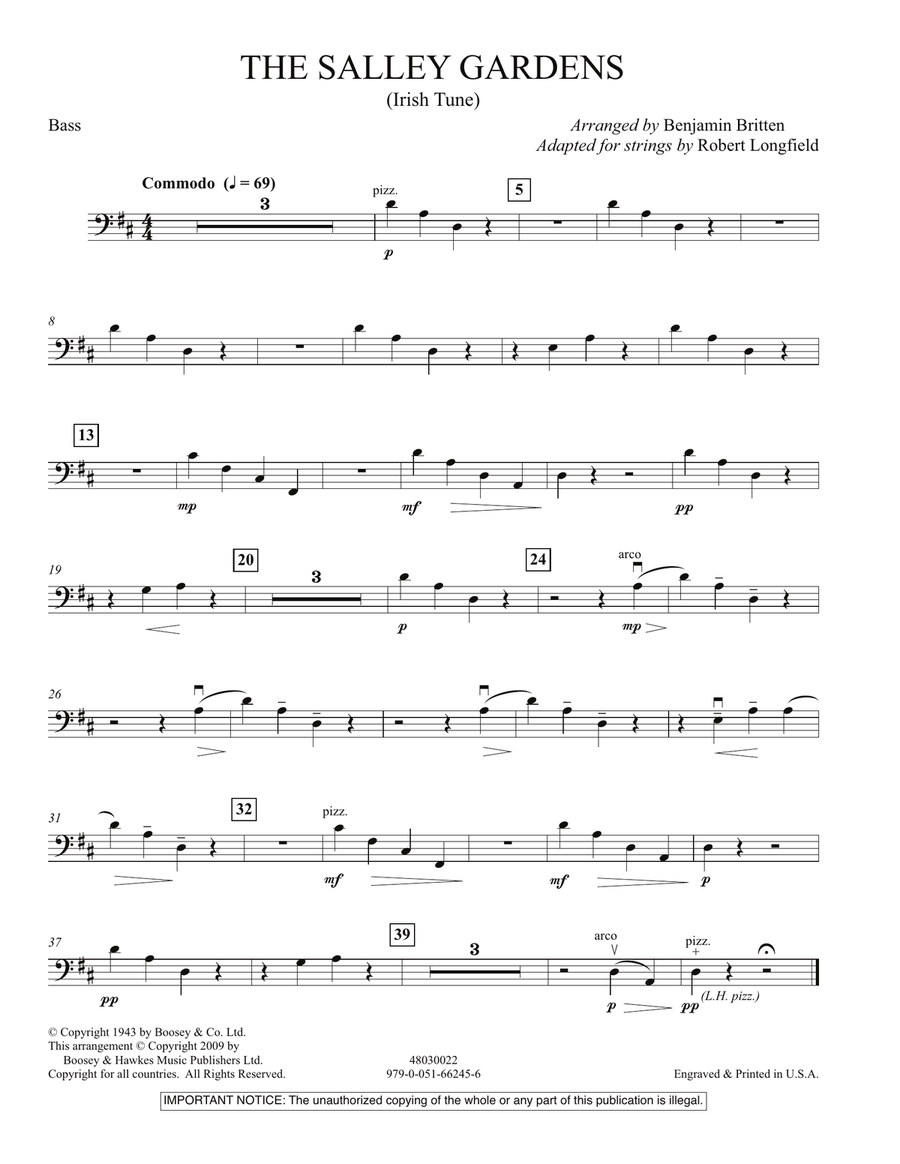 The Salley Gardens - Bass Orchestra scores gallery preview page 1