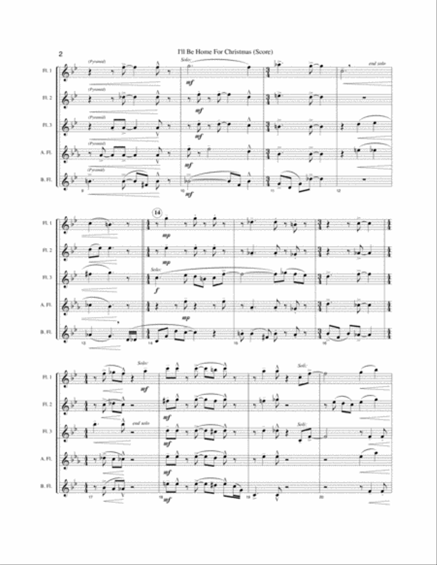 I'll Be Home For Christmas Woodwind Quintet scores gallery preview page 3