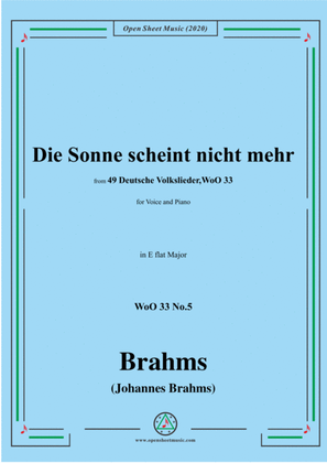 Book cover for Brahms-Die Sonne scheint nicht mehr,WoO 33 No.5,in E flat Major,for Voice&Pno