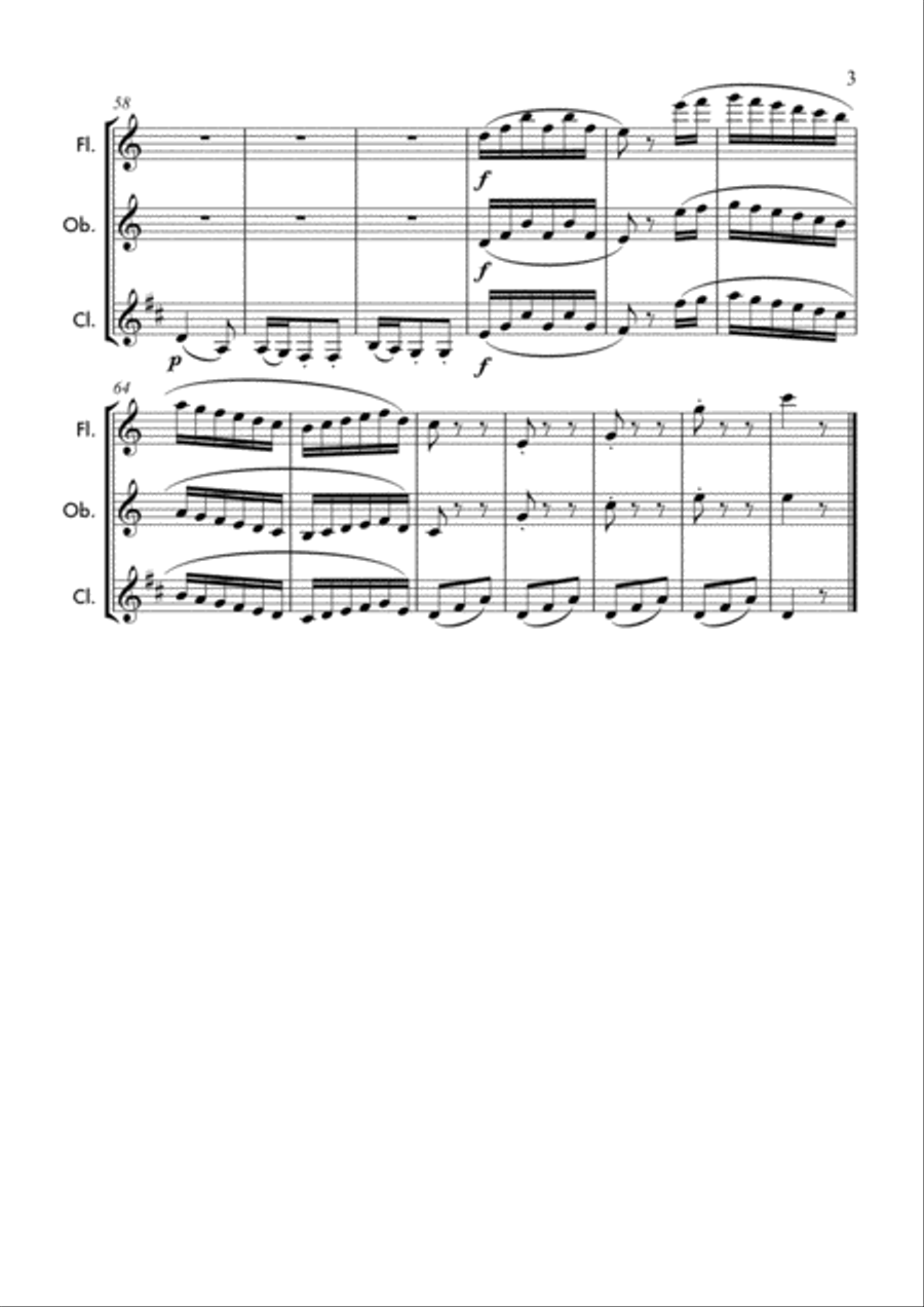 Sonatina Op. 36 No. 1 3rd movement: Andante by Muzio Clementi Woodwind Trio scores gallery preview page 4