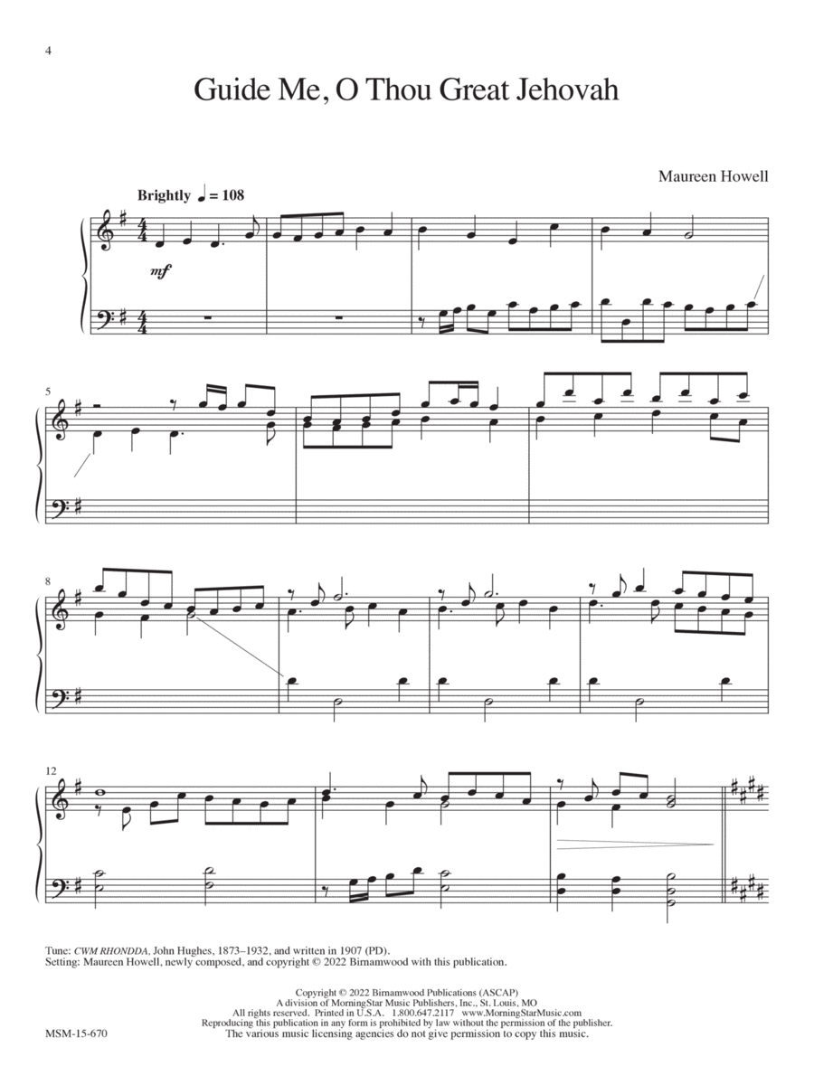 Guide Me, O Thou Great Jehovah Piano Solo scores gallery preview page 1