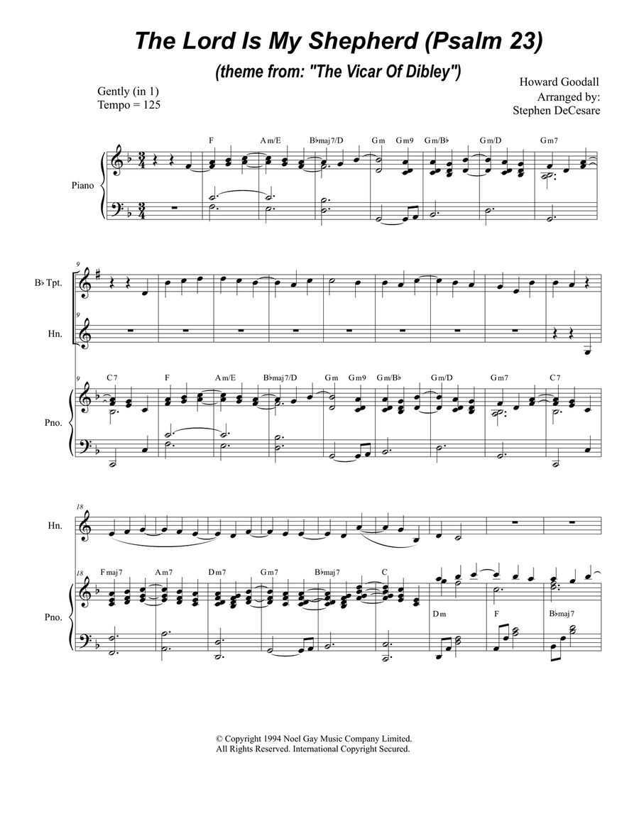 Psalm 23 (theme From The Vicar Of Dibley) Brass Duet scores gallery preview page 1