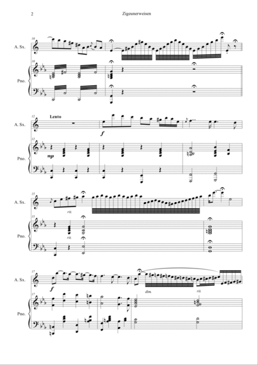 Zigeunerweisen Op.20 Alto Saxophone scores gallery preview page 2