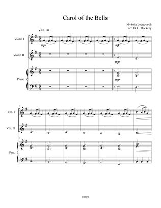 Carol of the Bells (Violin Duet with Piano Accompaniment)