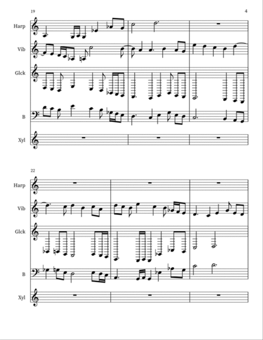 Valeurs por Harpsichord, Bass, Percussion a Voce Small Ensemble scores gallery preview page 4